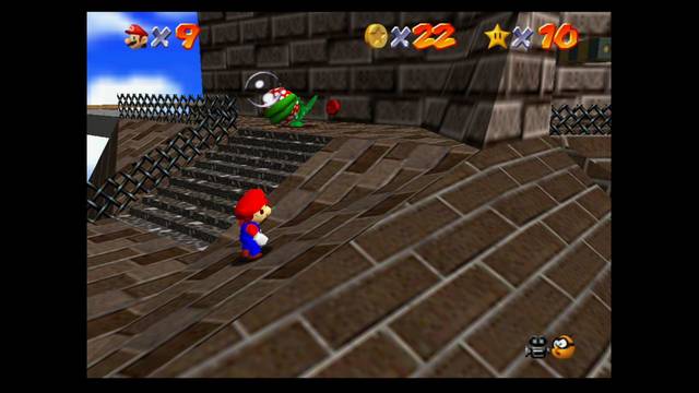 Super Mario 64 - Monedas rojas en Whomp's Fortress - Tras la flor pirana