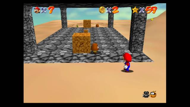 Super Mario 64 - Monedas rojas de Shifting Sand Land - En uno de los bloques marrones