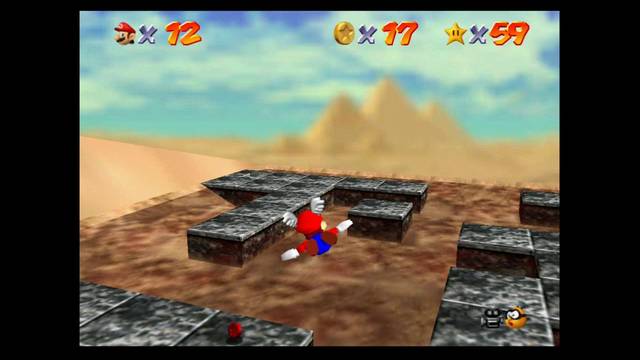 Super Mario 64 - Monedas rojas de Shifting Sand Land - En la zona de las rocas m¢viles