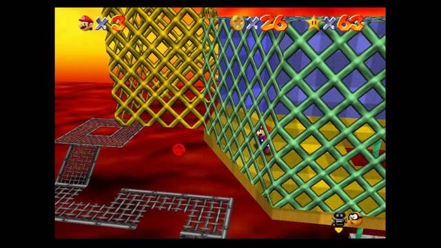 Super Mario 64 - Monedas rojas de Bowser in the fire sea - Tercera moneda bajo el ascensor