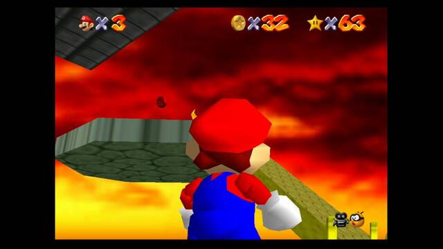 Super Mario 64 - Monedas rojas de Bowser in the fire sea - Quinta moneda junto al bully