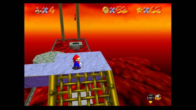 Super Mario 64 - Monedas rojas de Bowser in the fire sea - Sexta moneda en las rampas