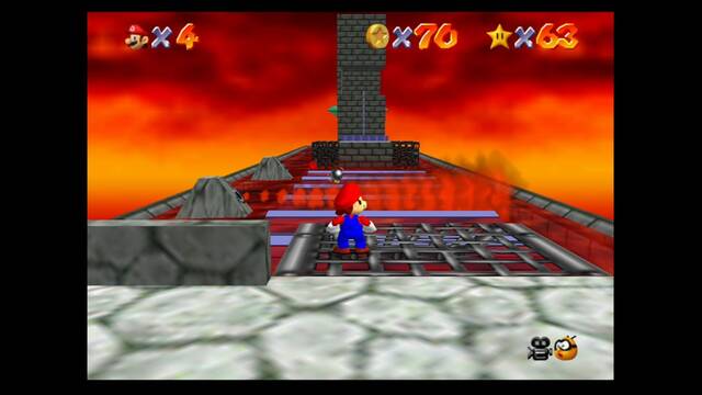 Super Mario 64 - Monedas rojas de Bowser in the fire sea - Septima moneda en el rio de fuego