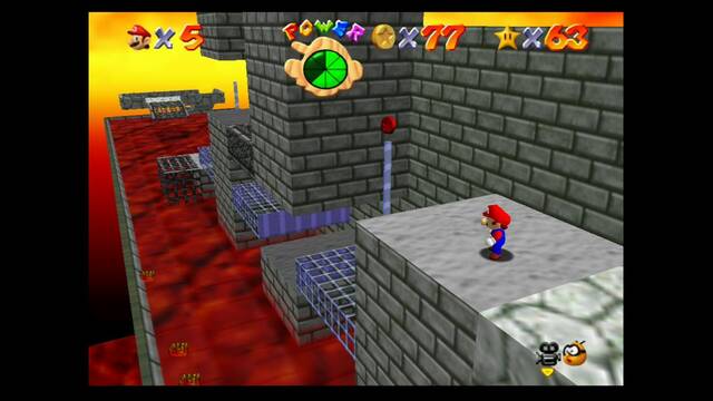Super Mario 64 - Monedas rojas de Bowser in the fire sea - Octava moneda al final del nivel