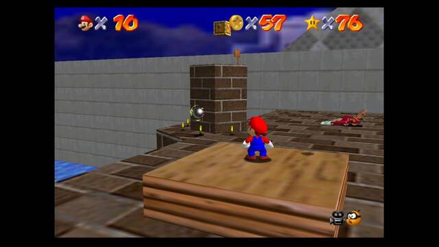 Super Mario 64 - Obetos a romper en Dry-Wet Land - Caja de madera ms arriba