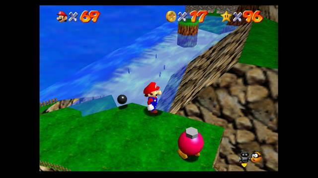 Super Mario 64 - Puntos secretos en Tiny-Huge Island (estrella 4) - Bob omb rosa y punto 1