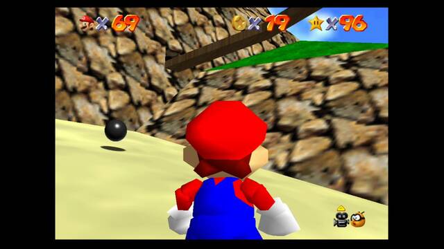 Super Mario 64 - Puntos secretos en Tiny-Huge Island (estrella 4) - Punto 3 en la pared de roca