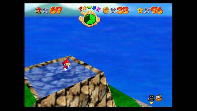 Super Mario 64 - Puntos secretos en Tiny-Huge Island (estrella 4) - Punto 5 en lo alto de la isla