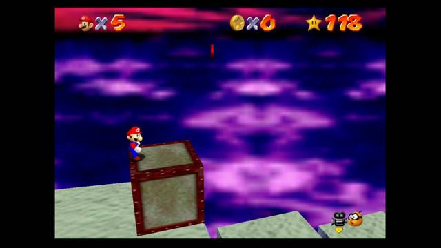 Super Mario 64 - Monedas rojas de Bowser in the sky - Moneda al principio del nivel