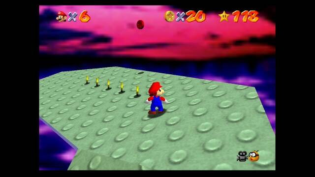 Super Mario 64 - Monedas rojas de Bowser in the sky - Al subir la rampa