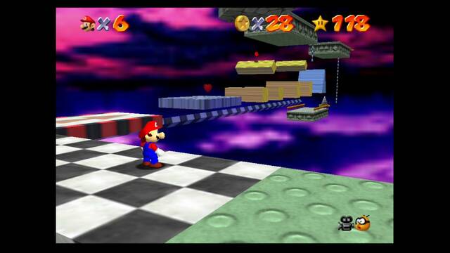 Super Mario 64 - Monedas rojas de Bowser in the sky - Moneda sobre el corazon