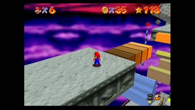 Super Mario 64 - Monedas rojas de Bowser in the sky - Sobre el poste