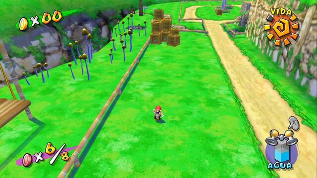 Super Mario Sunshine - Monedas rojas de Aldea Foresta - En las cajas del lado derecho