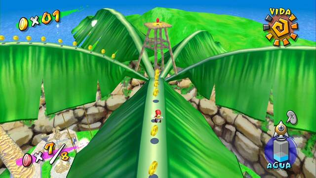 Super Mario Sunshine - Monedas rojas de Aldea Foresta - En la copa del arbol gigante