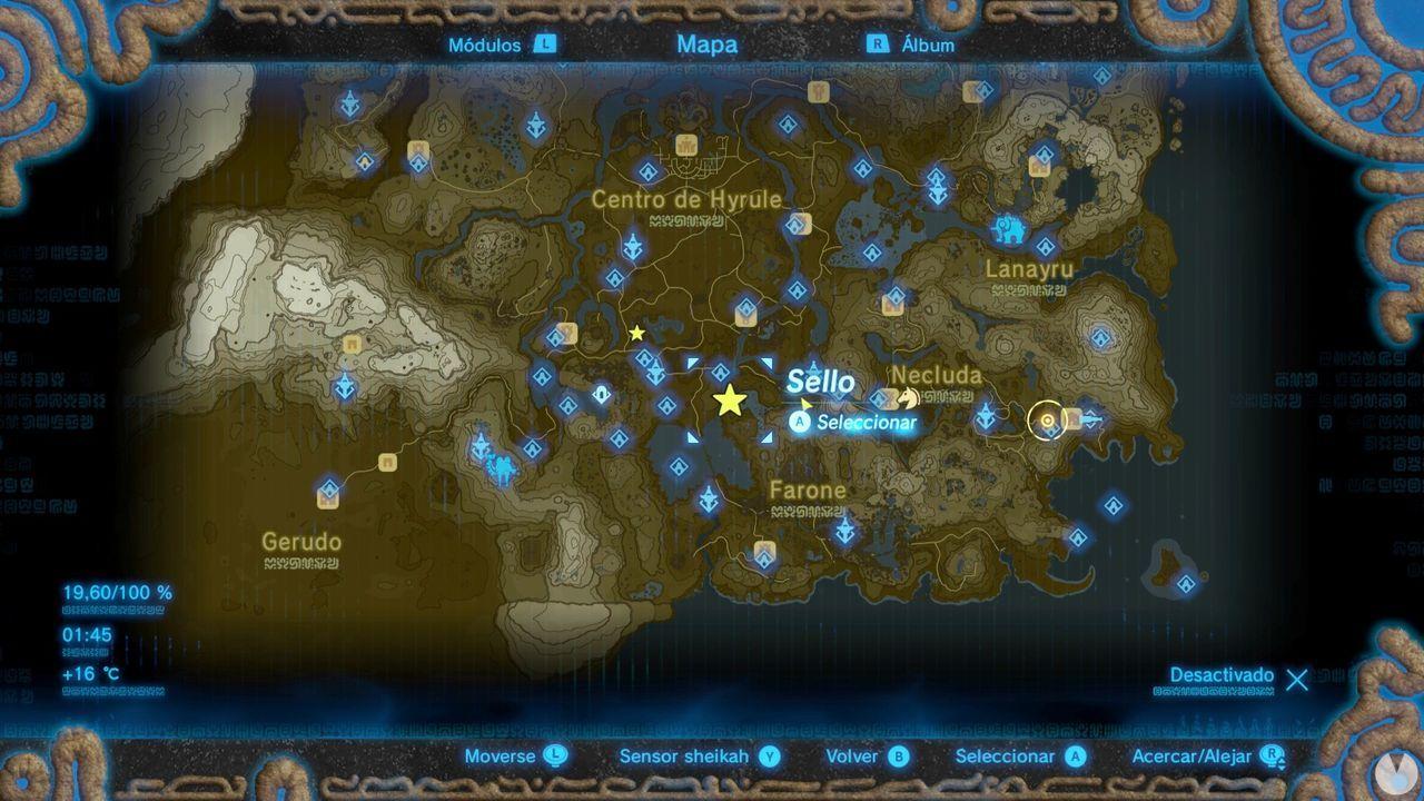 Localización de todos los recuerdos en imágenes de Zelda