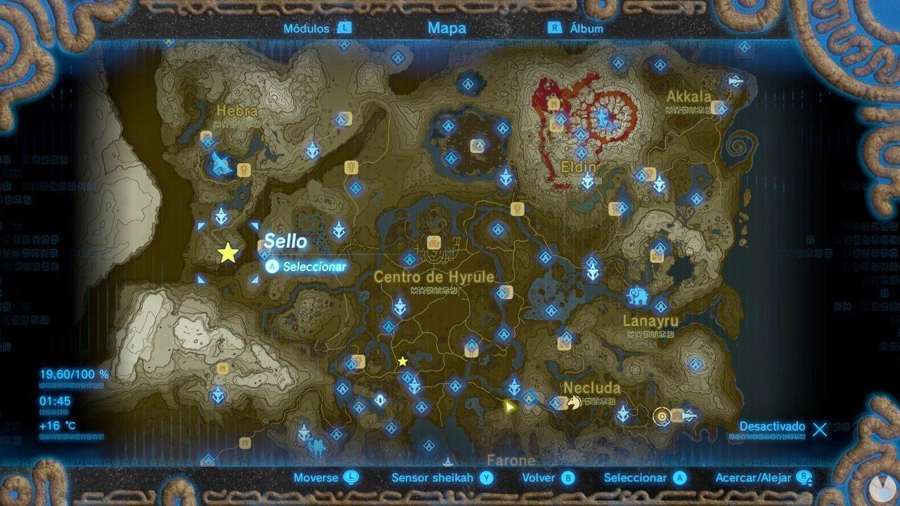 Localización de todos los recuerdos en imágenes de Zelda